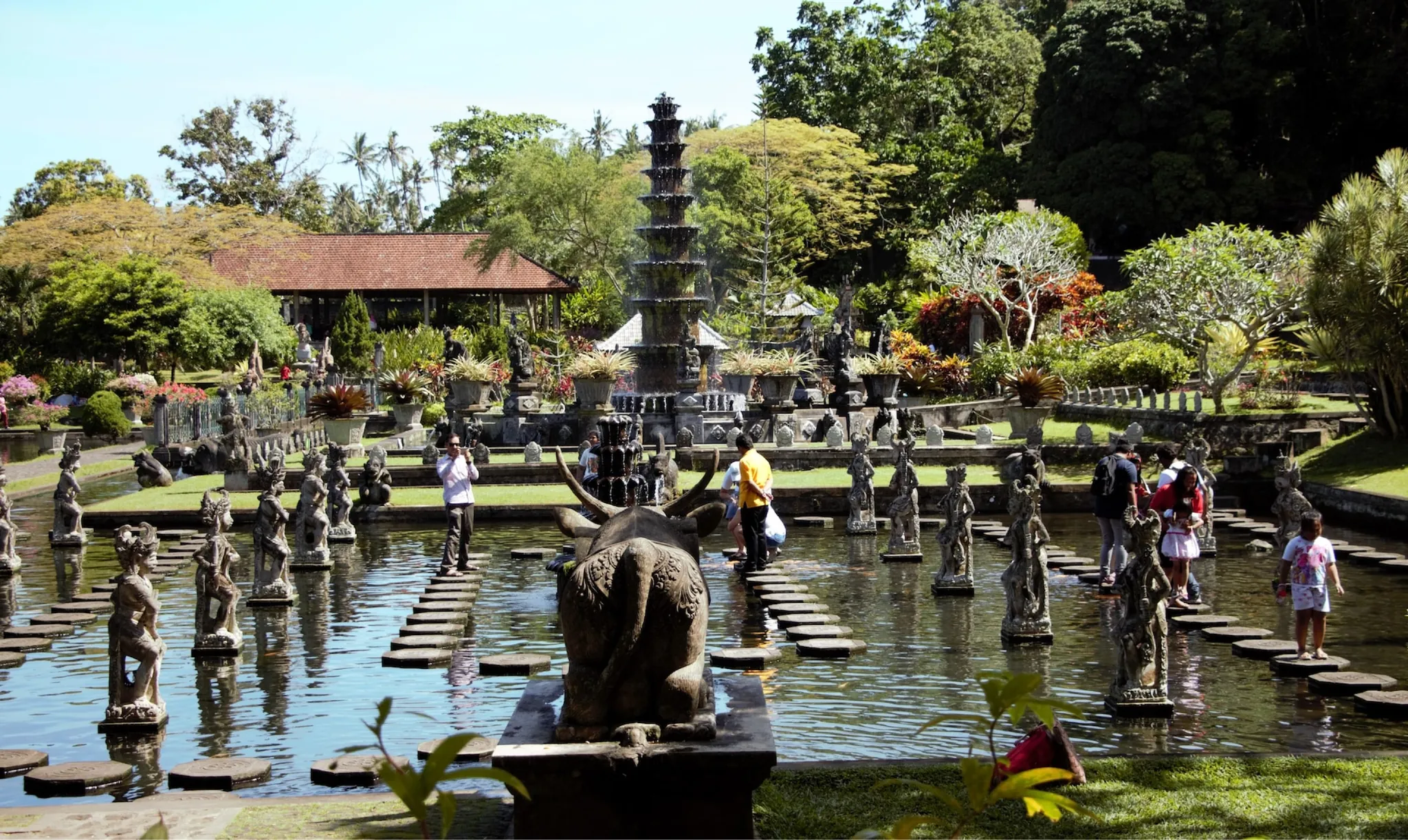 The pools and fountains of Tirta Gangga Water Palace