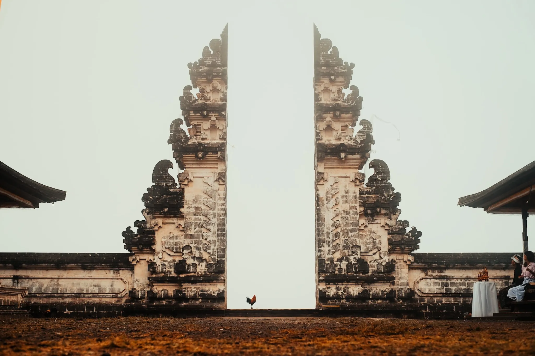 The Gateway to Heaven at Lempuyang Temple framing Mount Agung